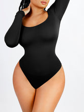 Langarm-Bodysuit mit eckigem Ausschnitt - Schwarz